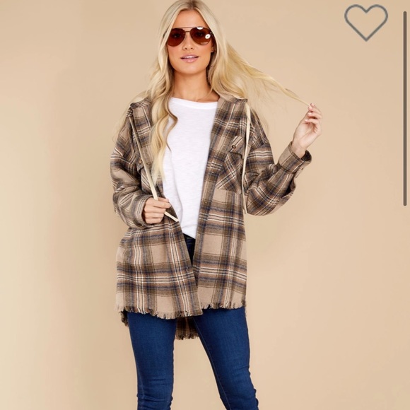 Red Dress Boutique Tops - Plaid jacket hoodie